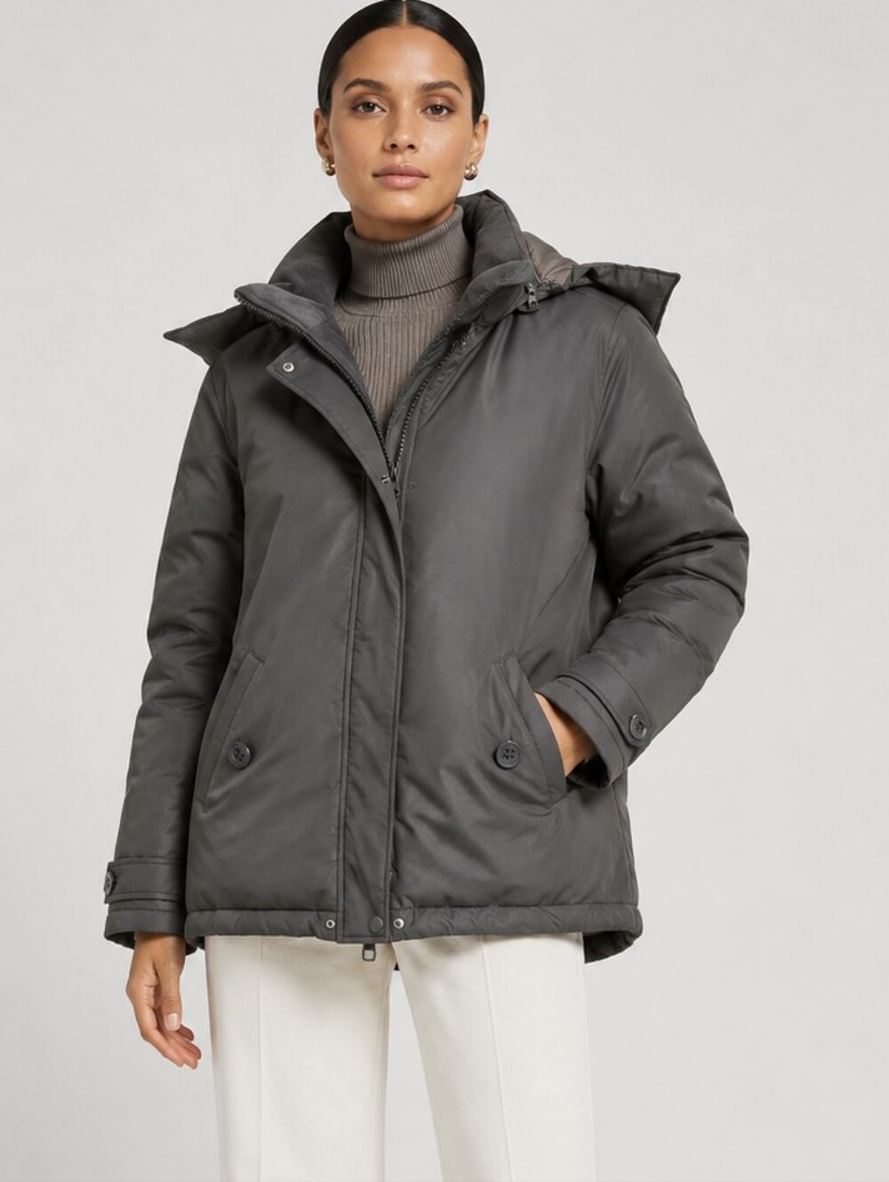 Wantdo Ski Coat Gray Fleece Lined Hoodie